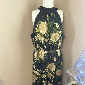 BCBGMaxAzria Black and Cream Floral Maxi Dress